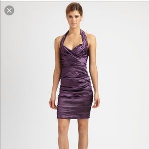 Nicole Miller Techno Metal Purple Halter Dress 6